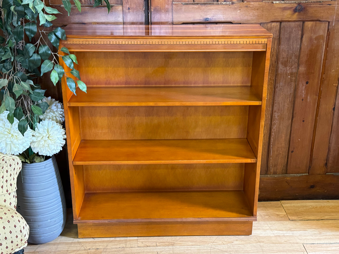 Vintage beresford and hicks Burr Yew Low Bookcase \ Reproduction Shelving Unit B