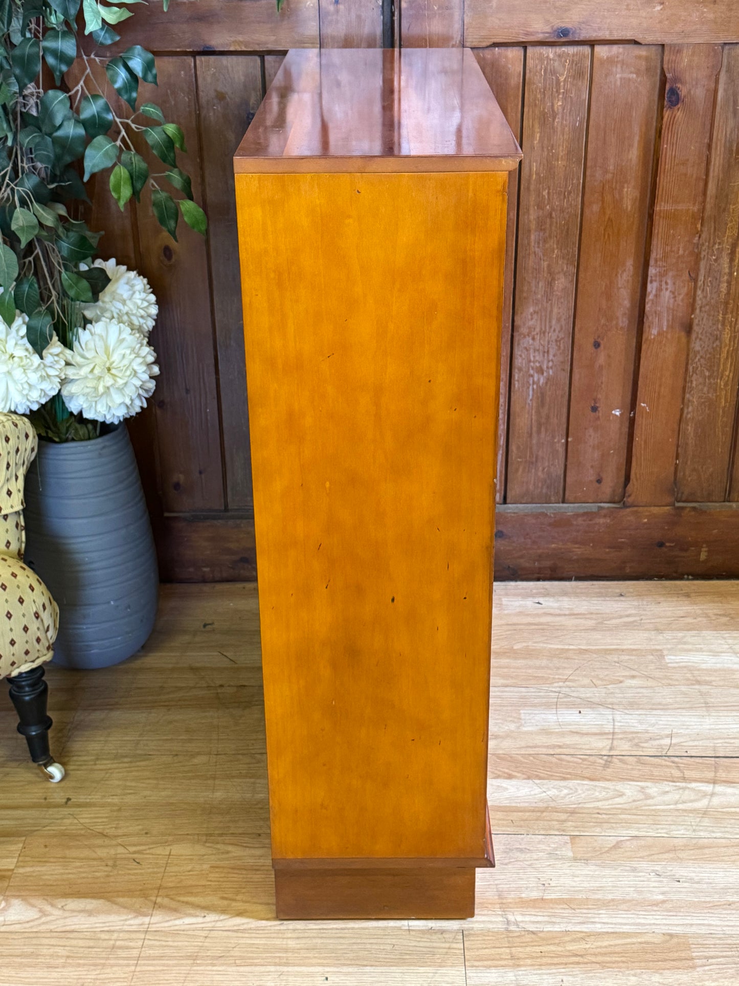 Vintage beresford and hicks Burr Yew Low Bookcase \ Reproduction Shelving Unit B