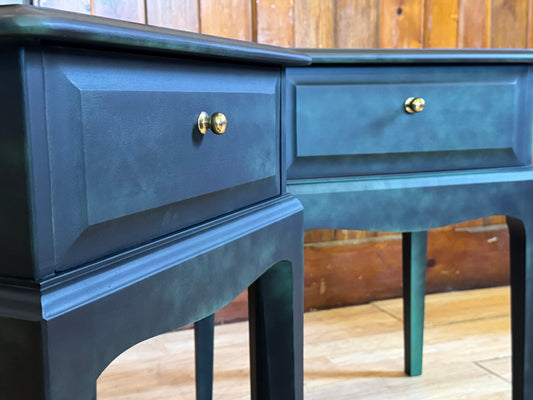 Vintage Stag Minstrel Bedside Tables \ Painted Black & Green Bedside Drawers