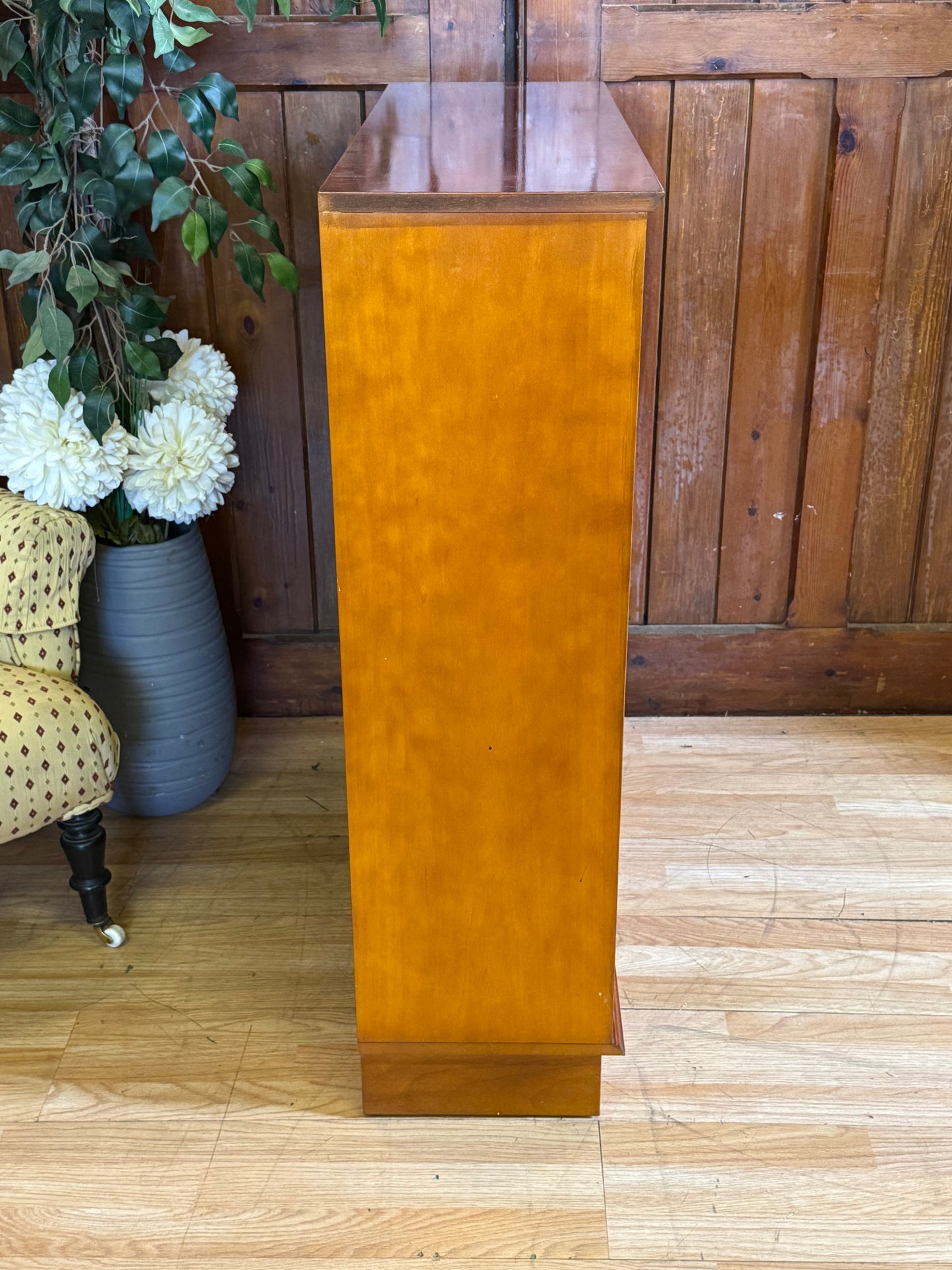 Vintage beresford and hicks Burr Yew Low Bookcase \ Reproduction Shelving Unit A
