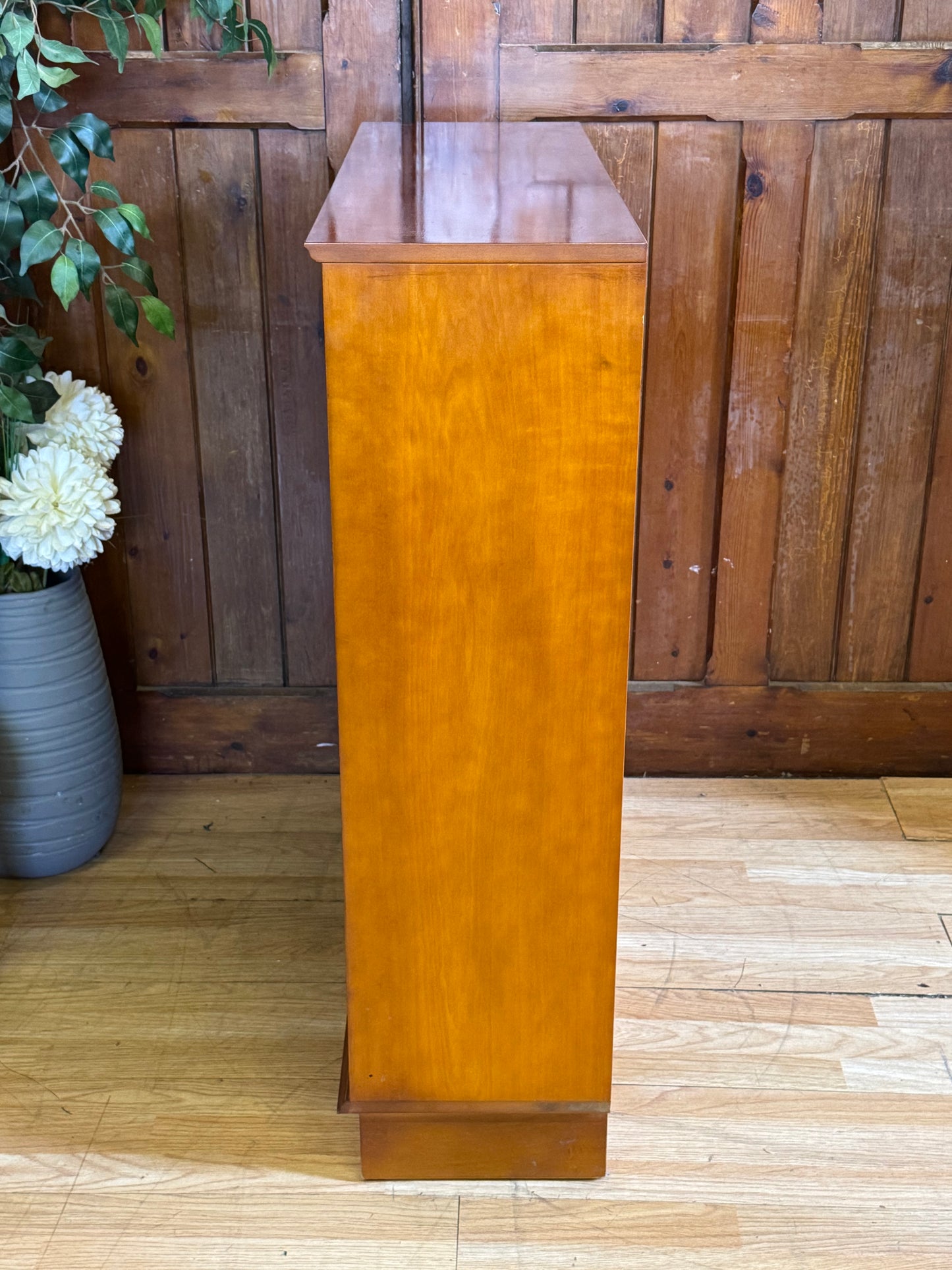 Vintage beresford and hicks Burr Yew Low Bookcase \ Reproduction Shelving Unit A