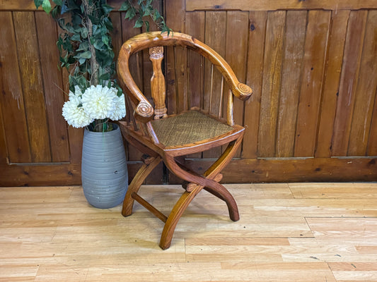 Vintage Chinese Import Horseshoe Chair \ Reproduction Barrelback Arm Chair