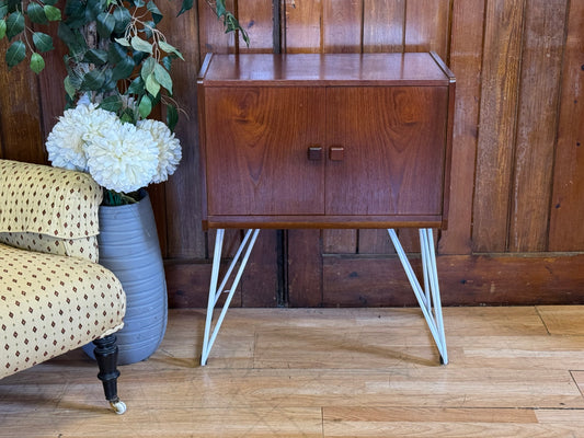 Small Vintage Record Cupboard \ Danish Teak Vinyl Storage Cabinet