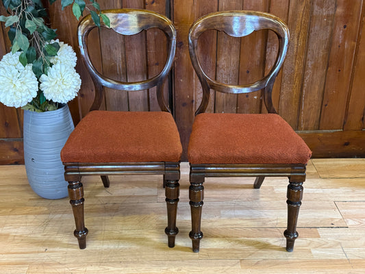 Pair of Antique Balloon Back Dining Chairs \ Victorian Kitchen Hall Chairs