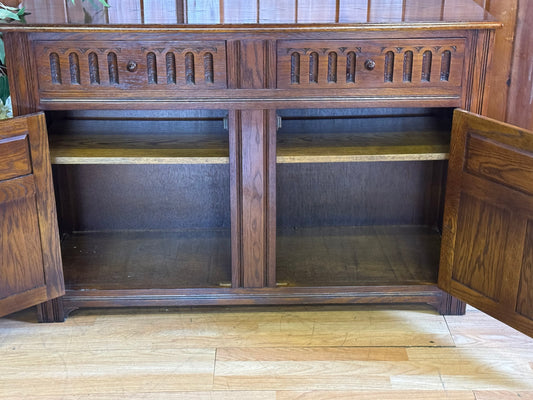 Vintage Oak Sideboard By Jaycee \ Tudor Style Carved Oak Cupboard