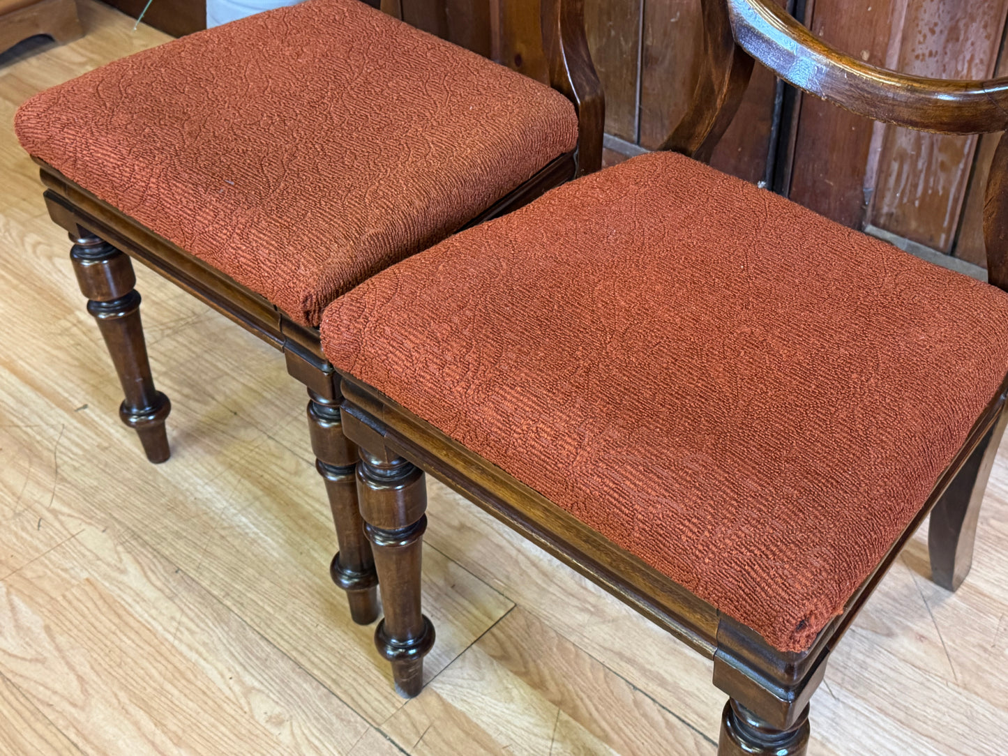 Pair of Antique Balloon Back Dining Chairs \ Victorian Kitchen Hall Chairs