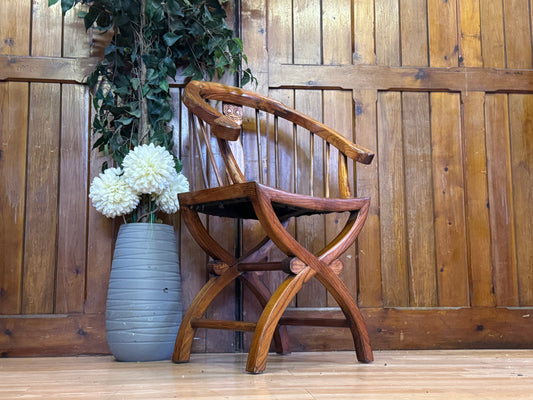 Vintage Chinese Import Horseshoe Chair \ Reproduction Barrelback Arm Chair
