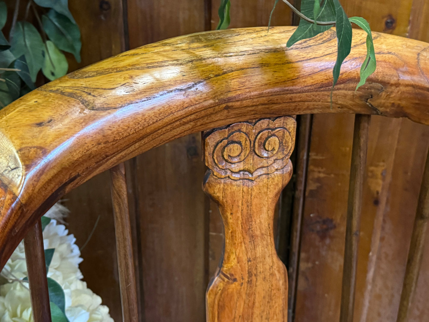 Vintage Chinese Import Horseshoe Chair \ Reproduction Barrelback Arm Chair