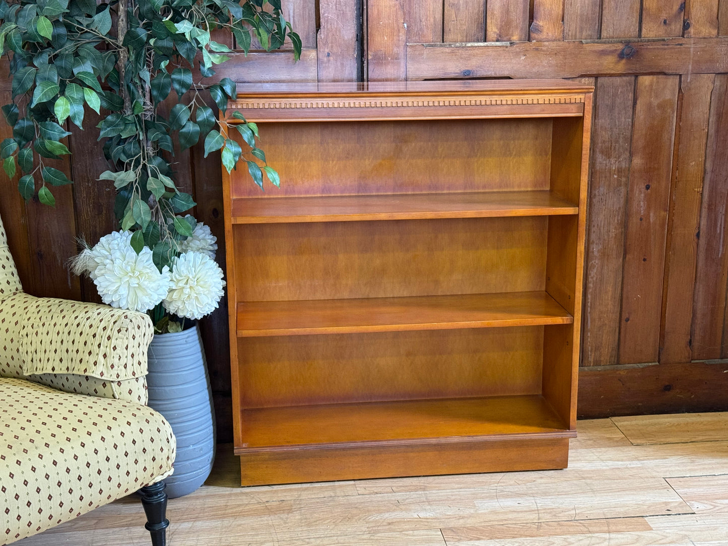 Vintage beresford and hicks Burr Yew Low Bookcase \ Reproduction Shelving Unit B