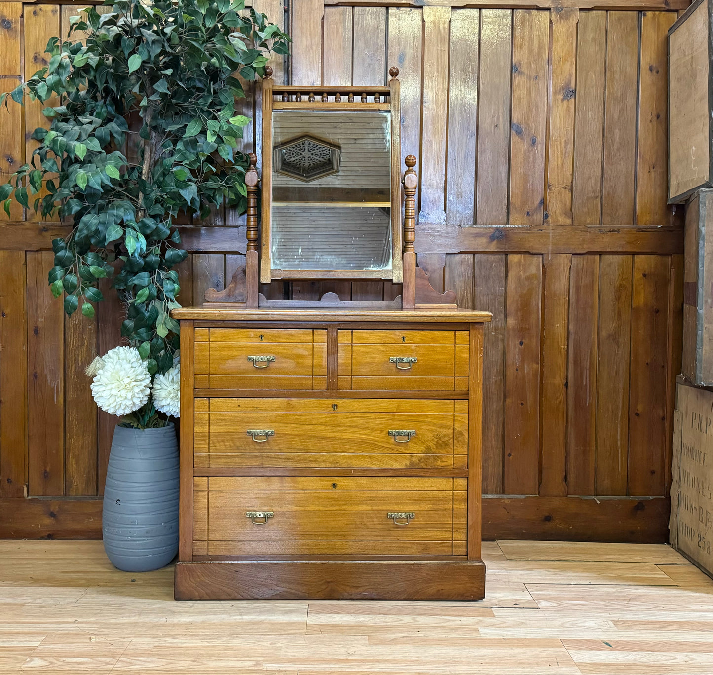 Antique Satinwood Chest of Drawers by Maple & Co \ Edwardian Dressing Table