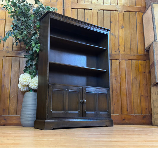 Vintage Ercol Old Colonial Open Front Bookcase with Cupboard \ Model 723