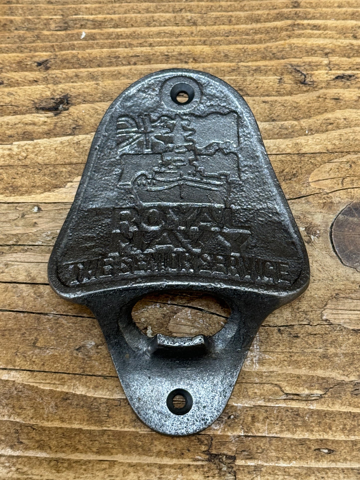 ROYAL NAVY \ Cast Iron Wall Mounted Bottle Opener \ Vintage Style Home Bar