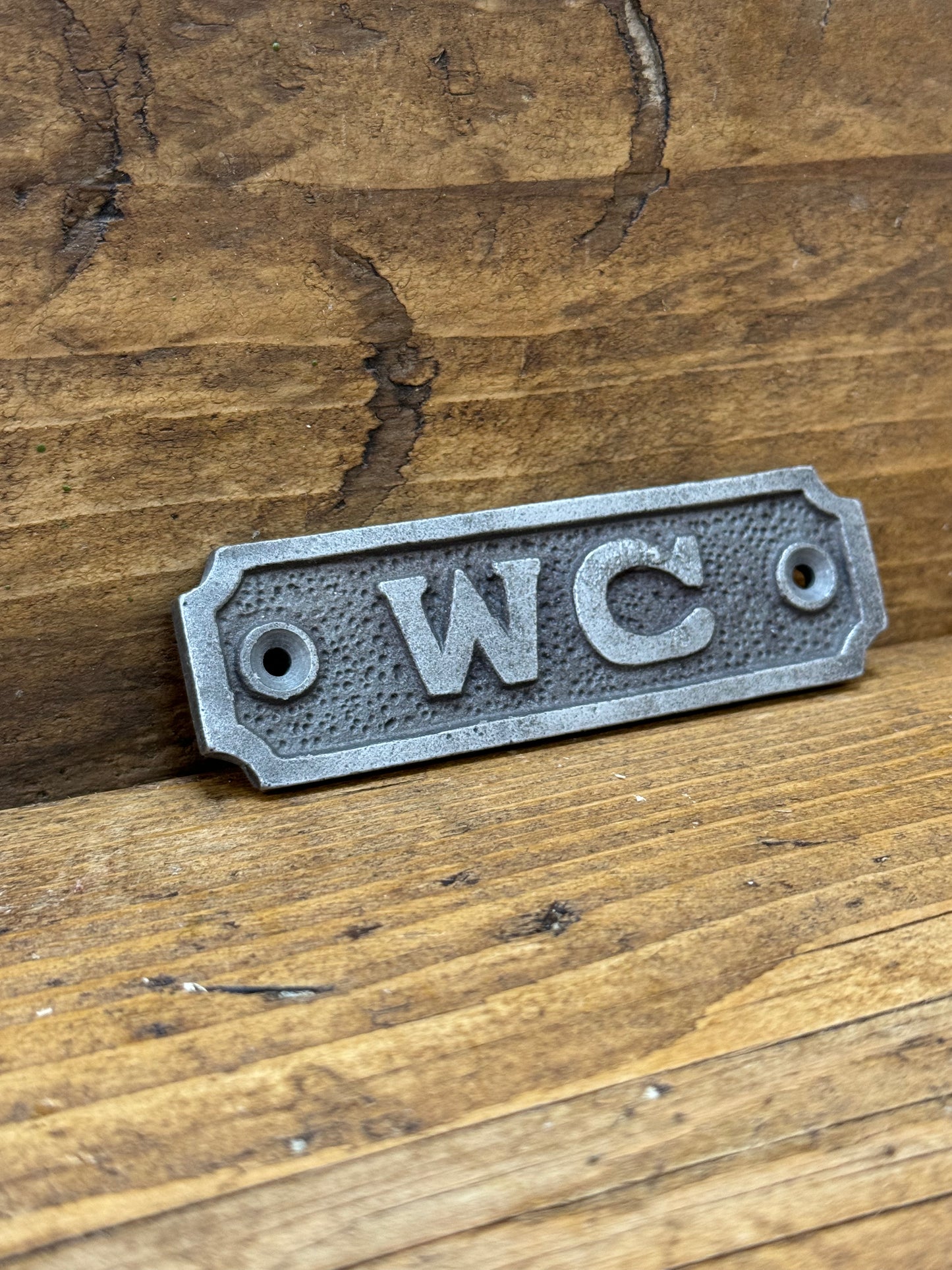 WC \ Cast Iron Rustic Metal Industrial Style Heavy Plaque Sign \ Bathroom Toilet