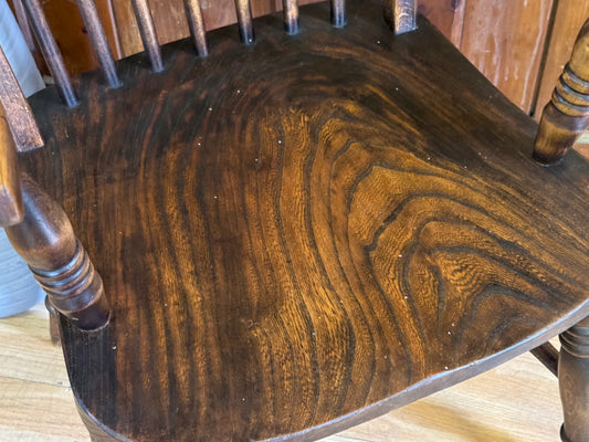 Antique 1920s Oak Windsor Armchair \ Rustic fireside Lounge Accent Chair