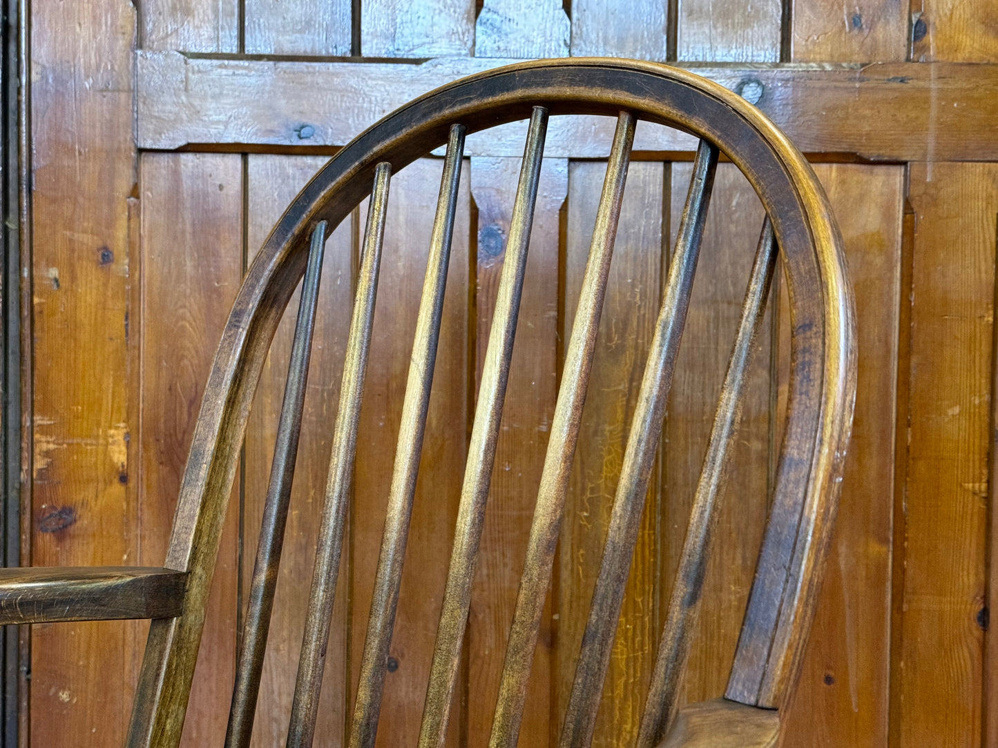 Antique 1920s Oak Windsor Armchair \ Rustic fireside Lounge Accent Chair