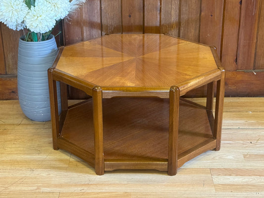 Vintage Octagonal Danish Teak Coffee Table \ Mid Century Modern Lounge Table