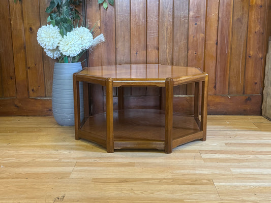 Vintage Octagonal Danish Teak Coffee Table \ Mid Century Modern Lounge Table