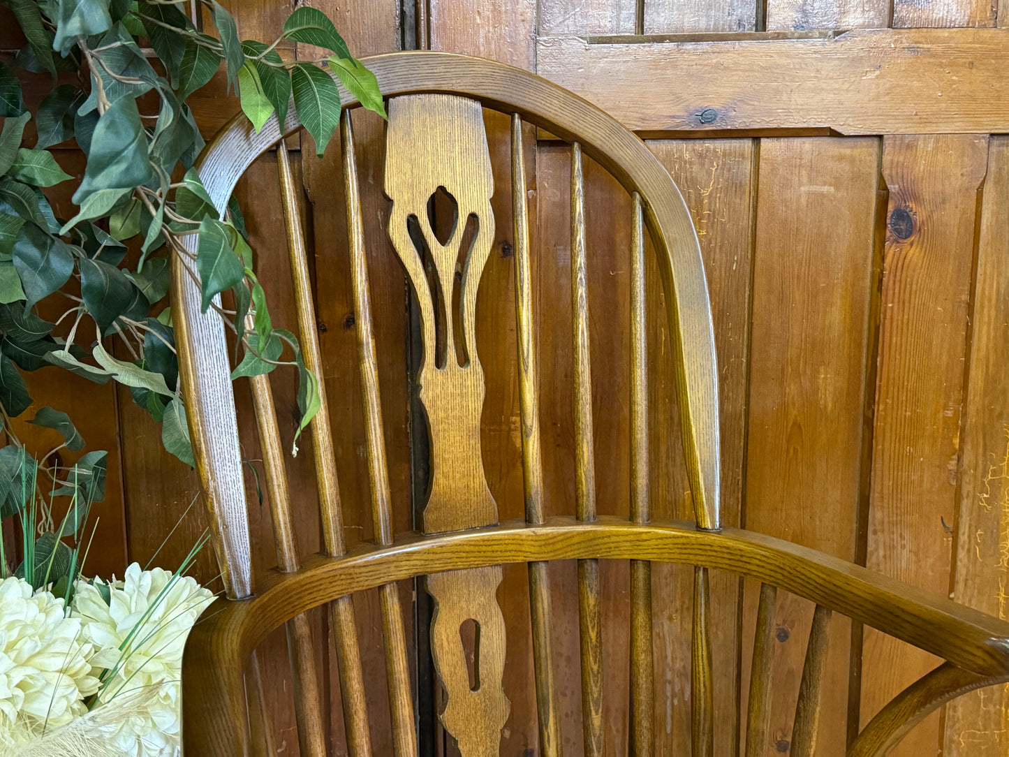 Stunning Vintage Oak Old Charm Windsor Chair \ Hoop Stick Back Fireside Armchair