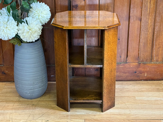 Art Deco Solid Oak Side Table Bookcase \ Heals Style Library End Lamp Table