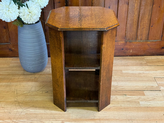 Art Deco Solid Oak Side Table Bookcase \ Heals Style Library End Lamp Table