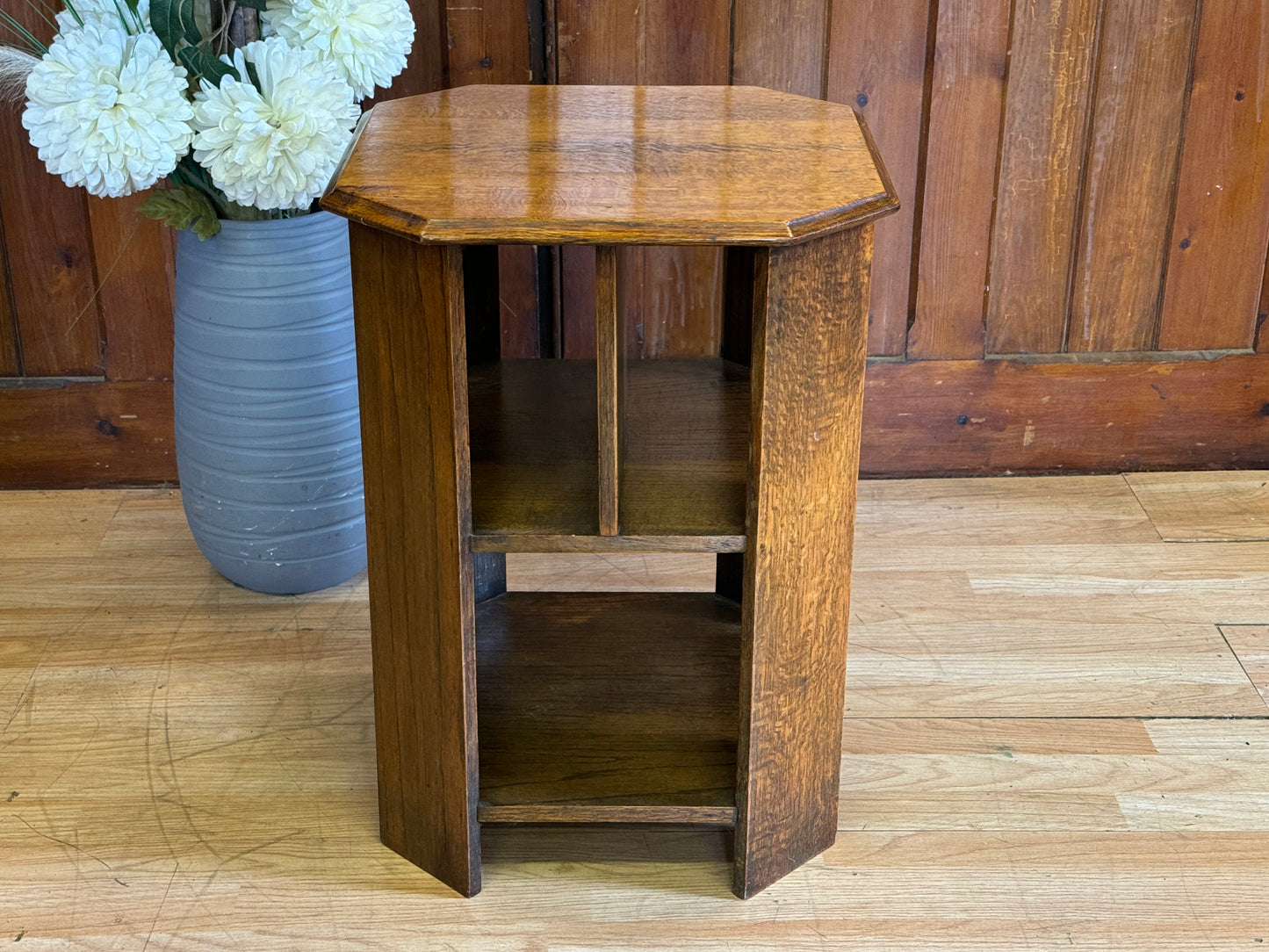 Art Deco Solid Oak Side Table Bookcase \ Heals Style Library End Lamp Table