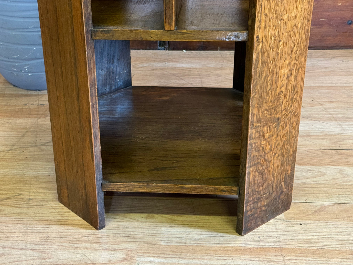 Art Deco Solid Oak Side Table Bookcase \ Heals Style Library End Lamp Table