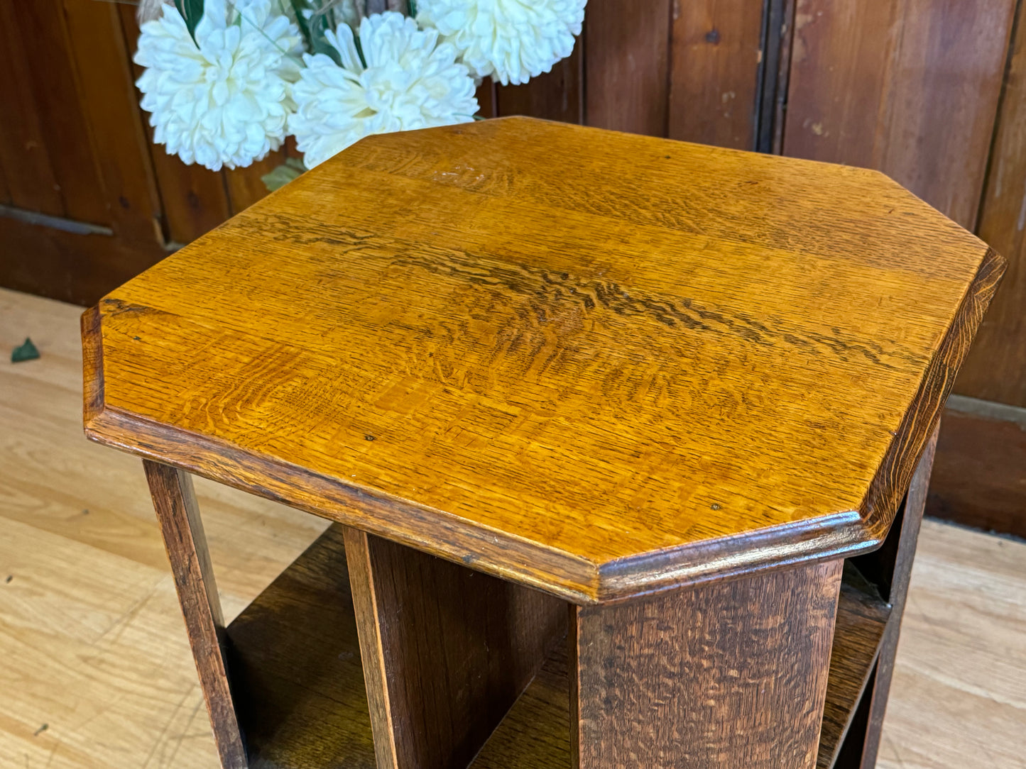 Art Deco Solid Oak Side Table Bookcase \ Heals Style Library End Lamp Table