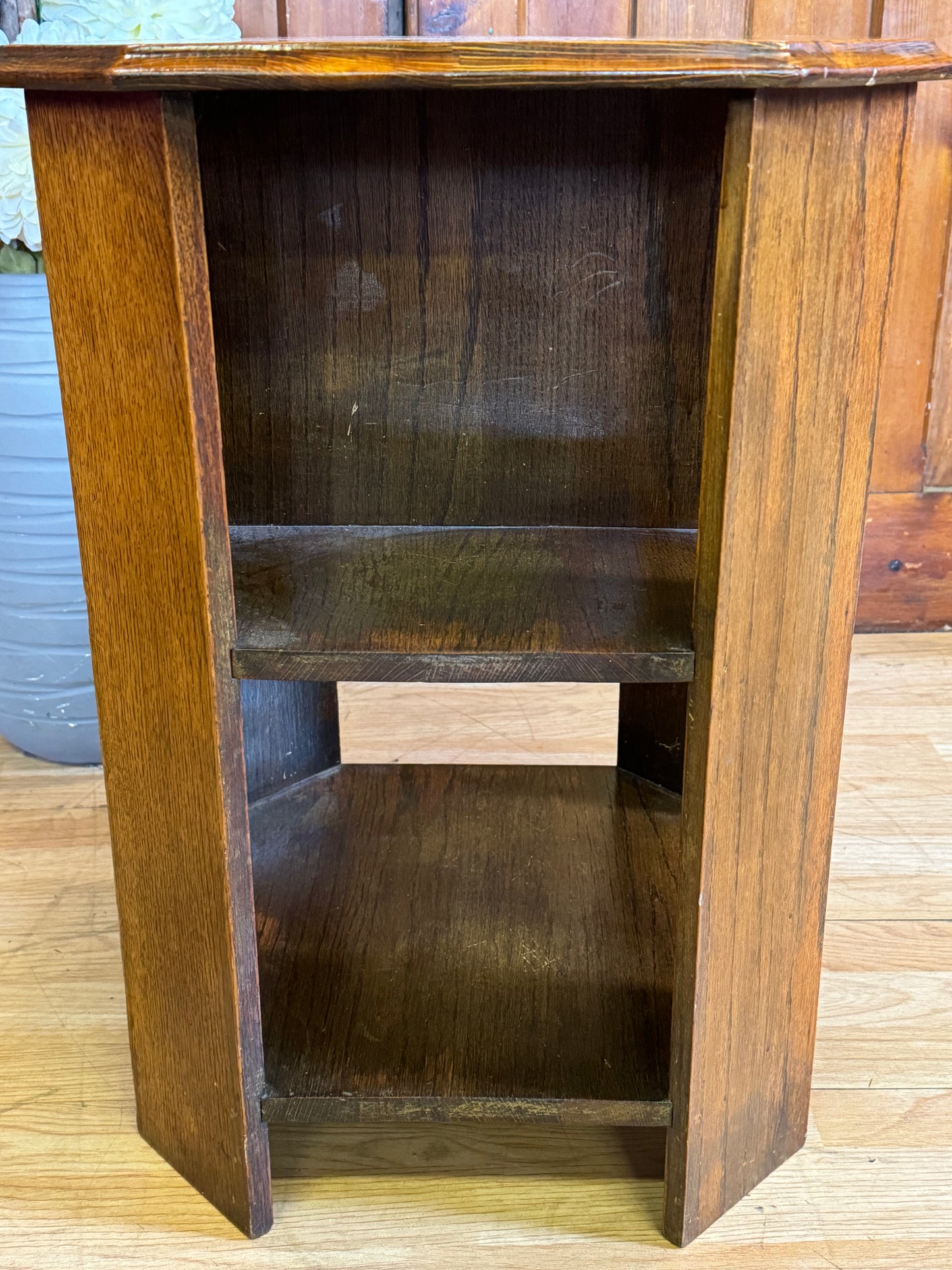 Art Deco Solid Oak Side Table Bookcase \ Heals Style Library End Lamp Table