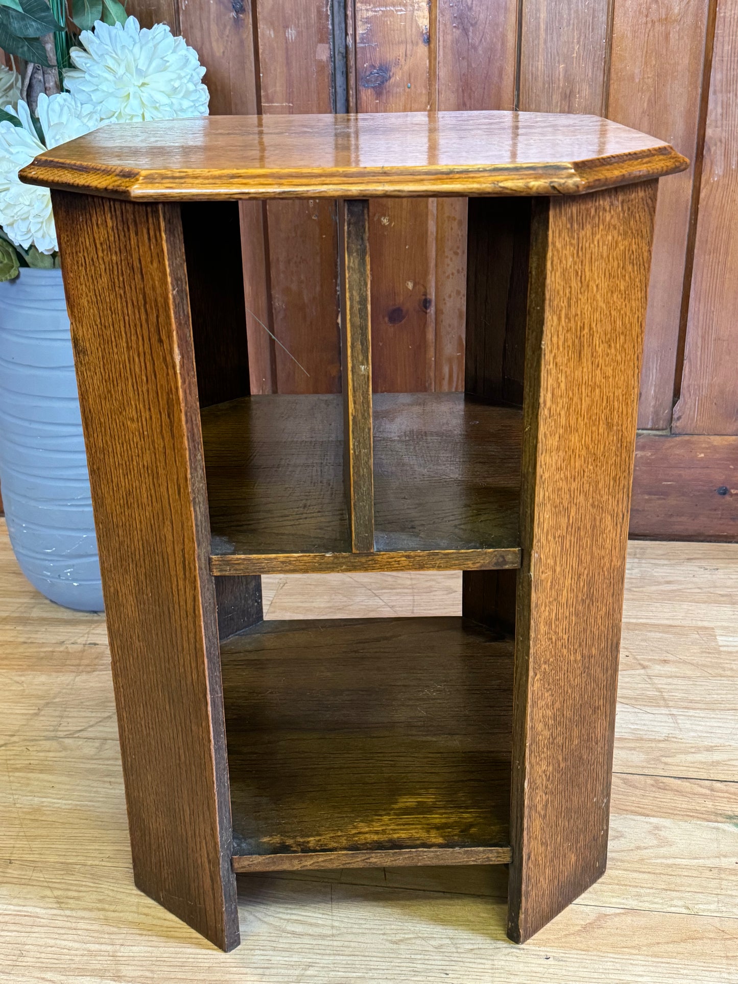 Art Deco Solid Oak Side Table Bookcase \ Heals Style Library End Lamp Table