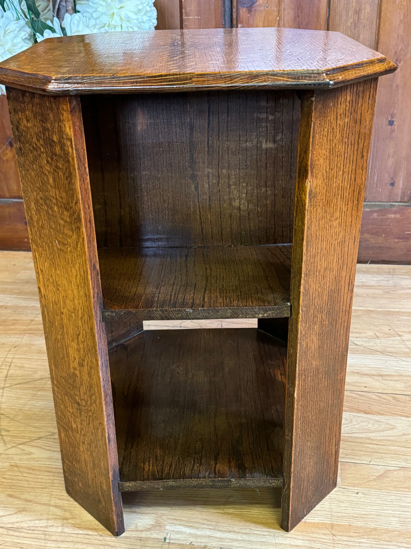 Art Deco Solid Oak Side Table Bookcase \ Heals Style Library End Lamp Table