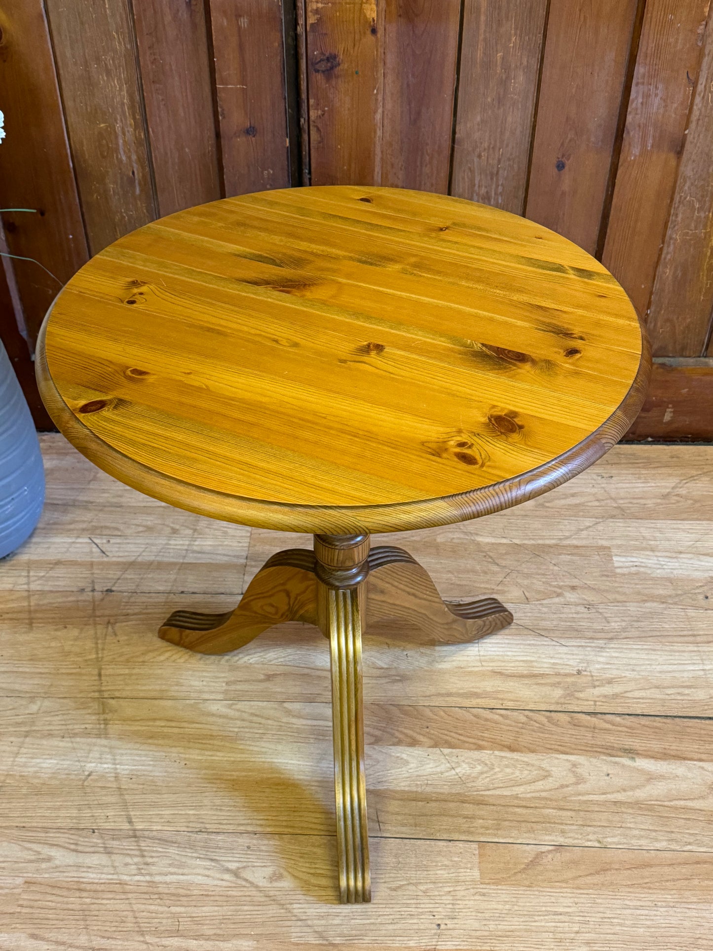 Vintage Ducal Wine Table \ Solid Pine Farmhouse Style Circular Side Table