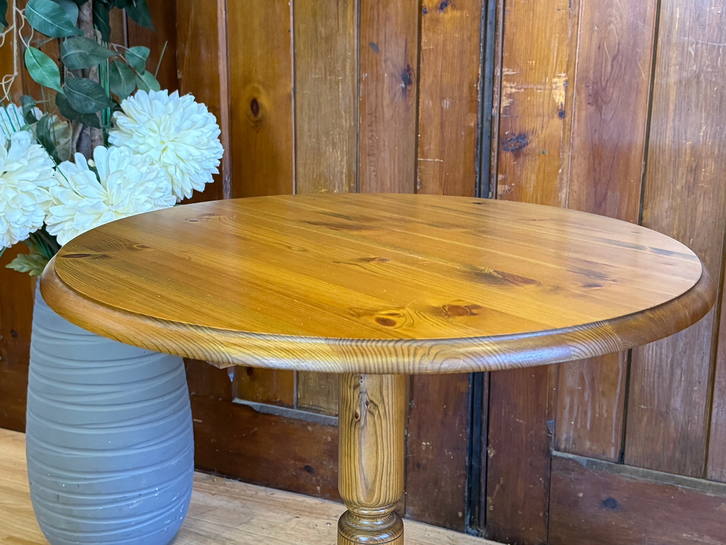 Vintage Ducal Wine Table \ Solid Pine Farmhouse Style Circular Side Table