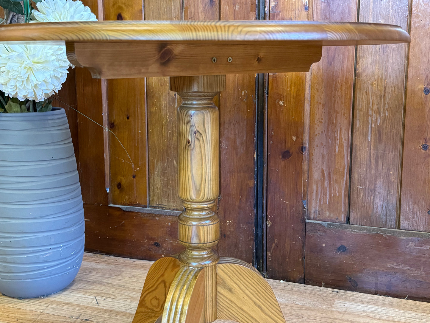 Vintage Ducal Wine Table \ Solid Pine Farmhouse Style Circular Side Table