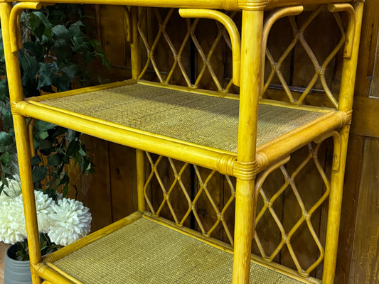 Vintage Cane Rattan Bookcase Shelves \ Bamboo Style Shelving Unit \ Boho Storage