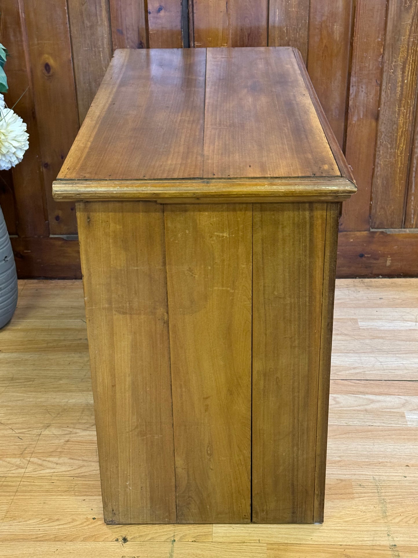 Antique Pine & Satinwood Farmhouse Low Chest of Drawers \ Rustic Storage Draws