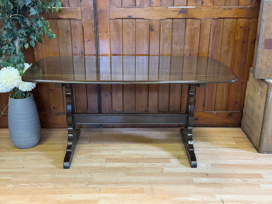 Vintage Ercol Gold Label Refectory Dining Table \ Elm Kitchen Plank Table