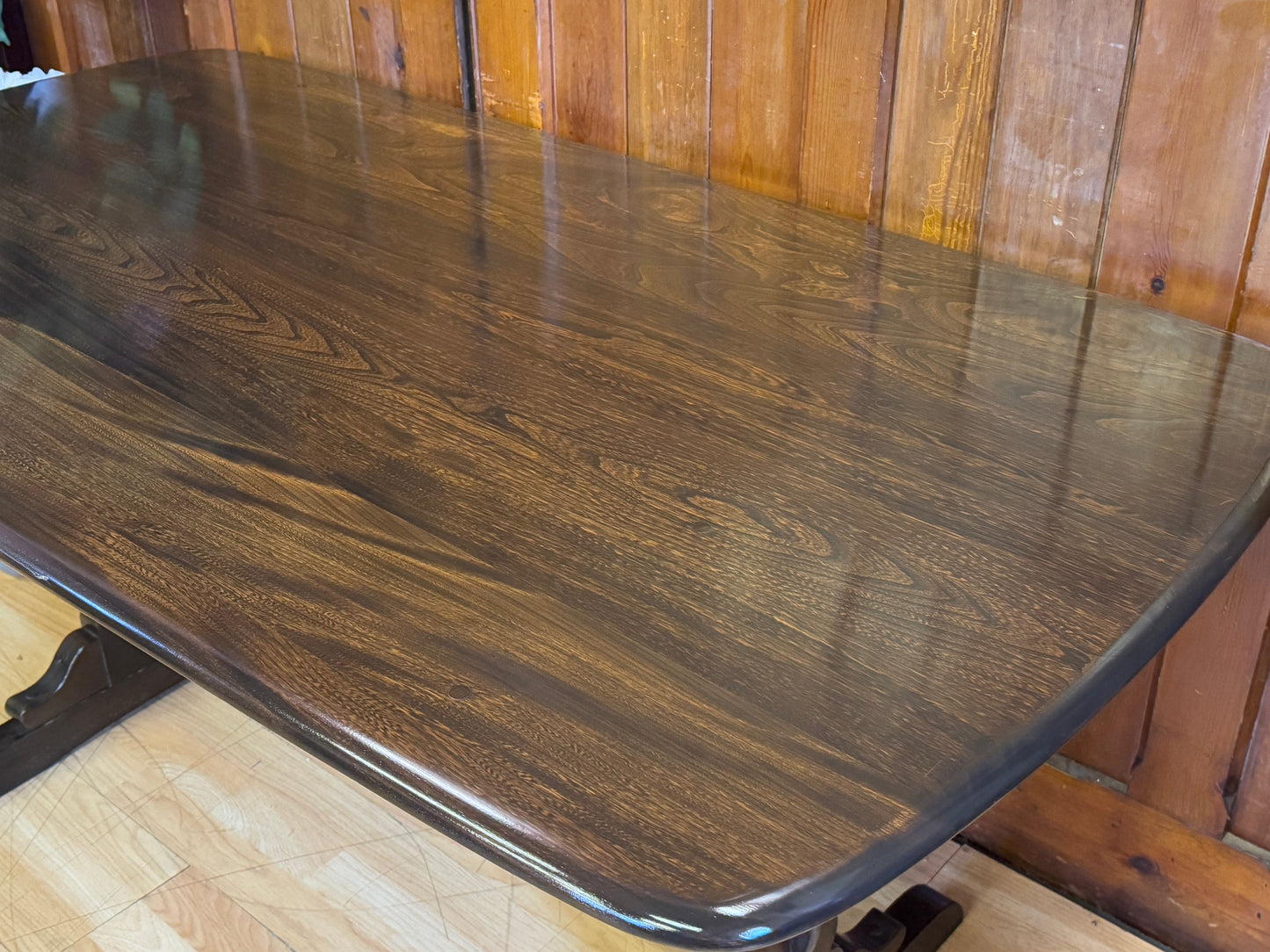 Vintage Ercol Gold Label Refectory Dining Table \ Elm Kitchen Plank Table