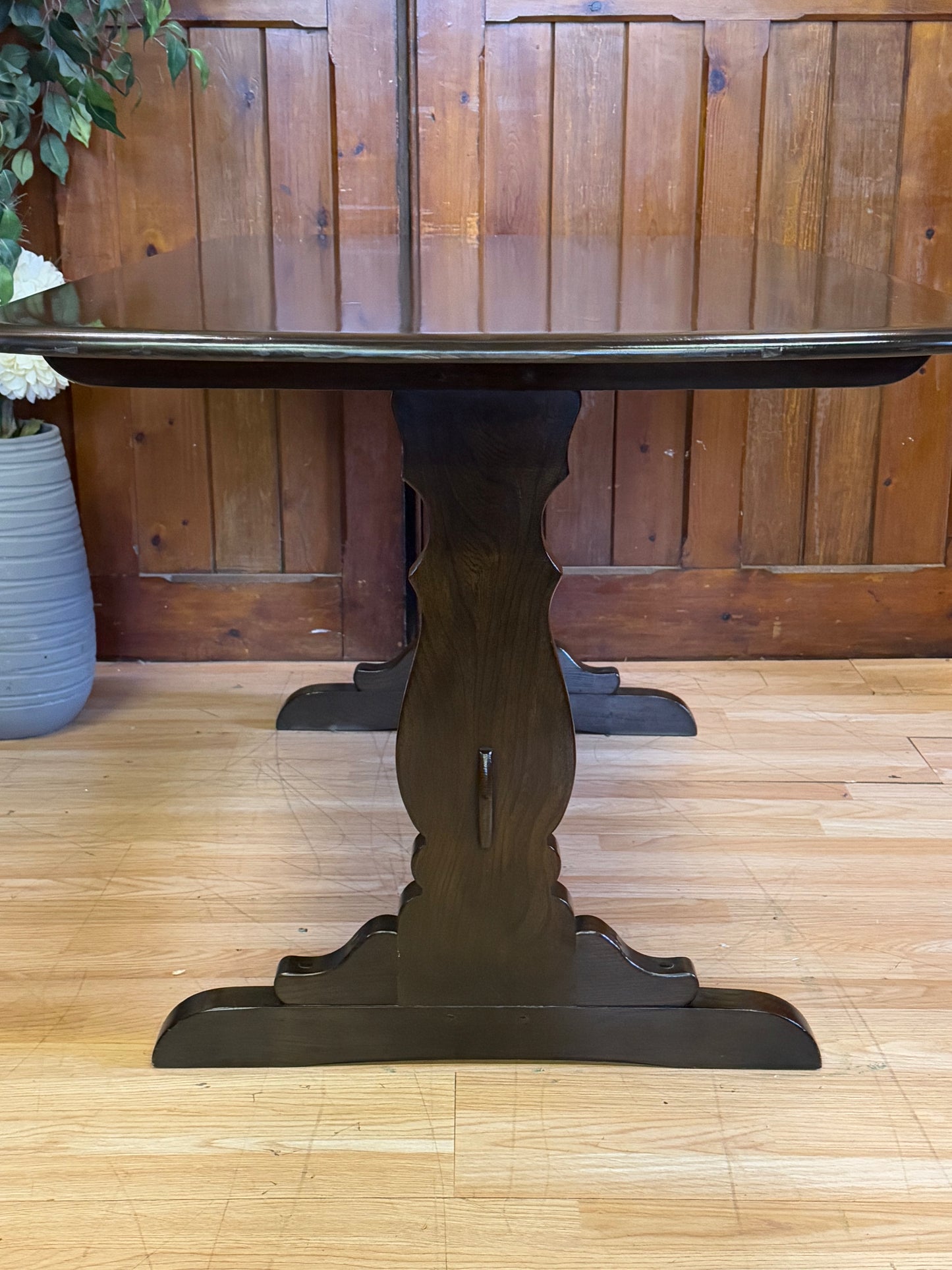 Vintage Ercol Gold Label Refectory Dining Table \ Elm Kitchen Plank Table