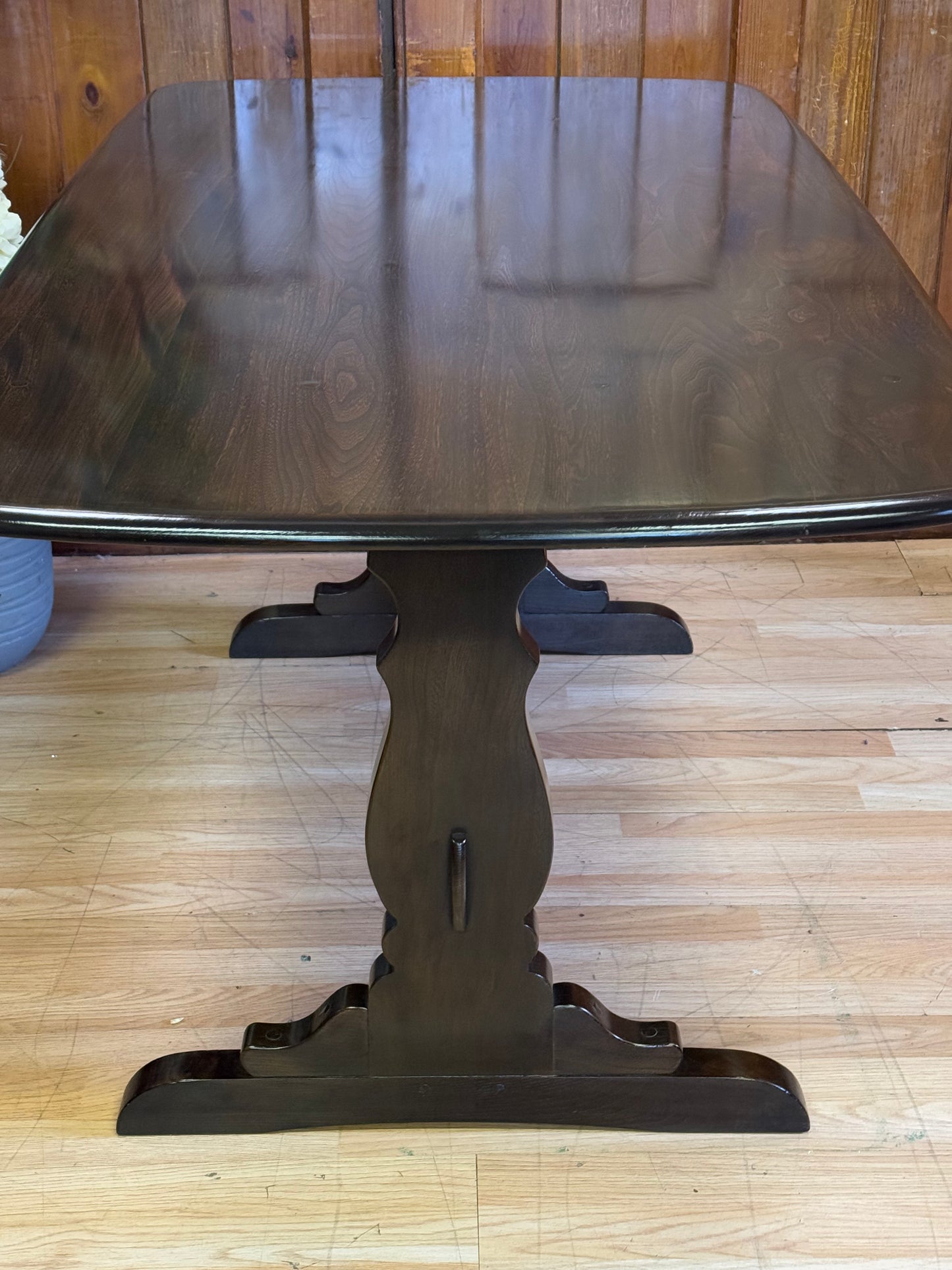 Vintage Ercol Gold Label Refectory Dining Table \ Elm Kitchen Plank Table