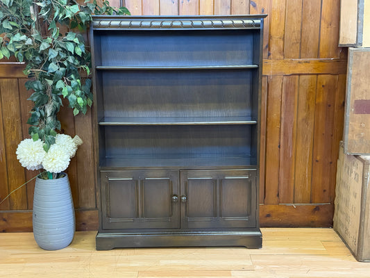 Vintage Ercol Old Colonial Open Front Bookcase with Cupboard \ Model 723
