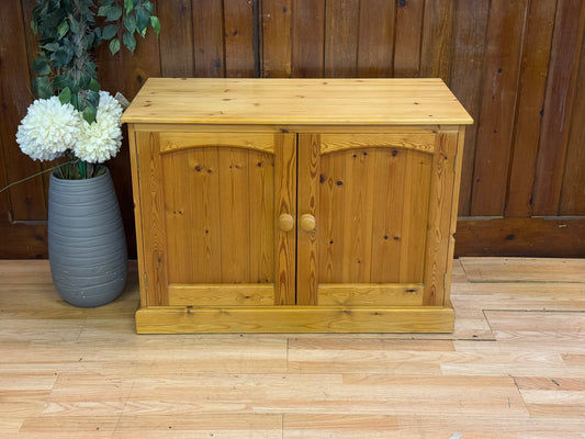 Low Vintage Pine Shop Cupboard \ Rustic Farmhouse Storage Cabinet