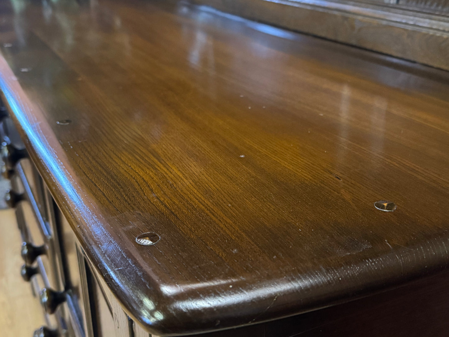 Vintage Ercol Gold Label Welsh Dresser \ Solid Elm Country Kitchen Sideboard