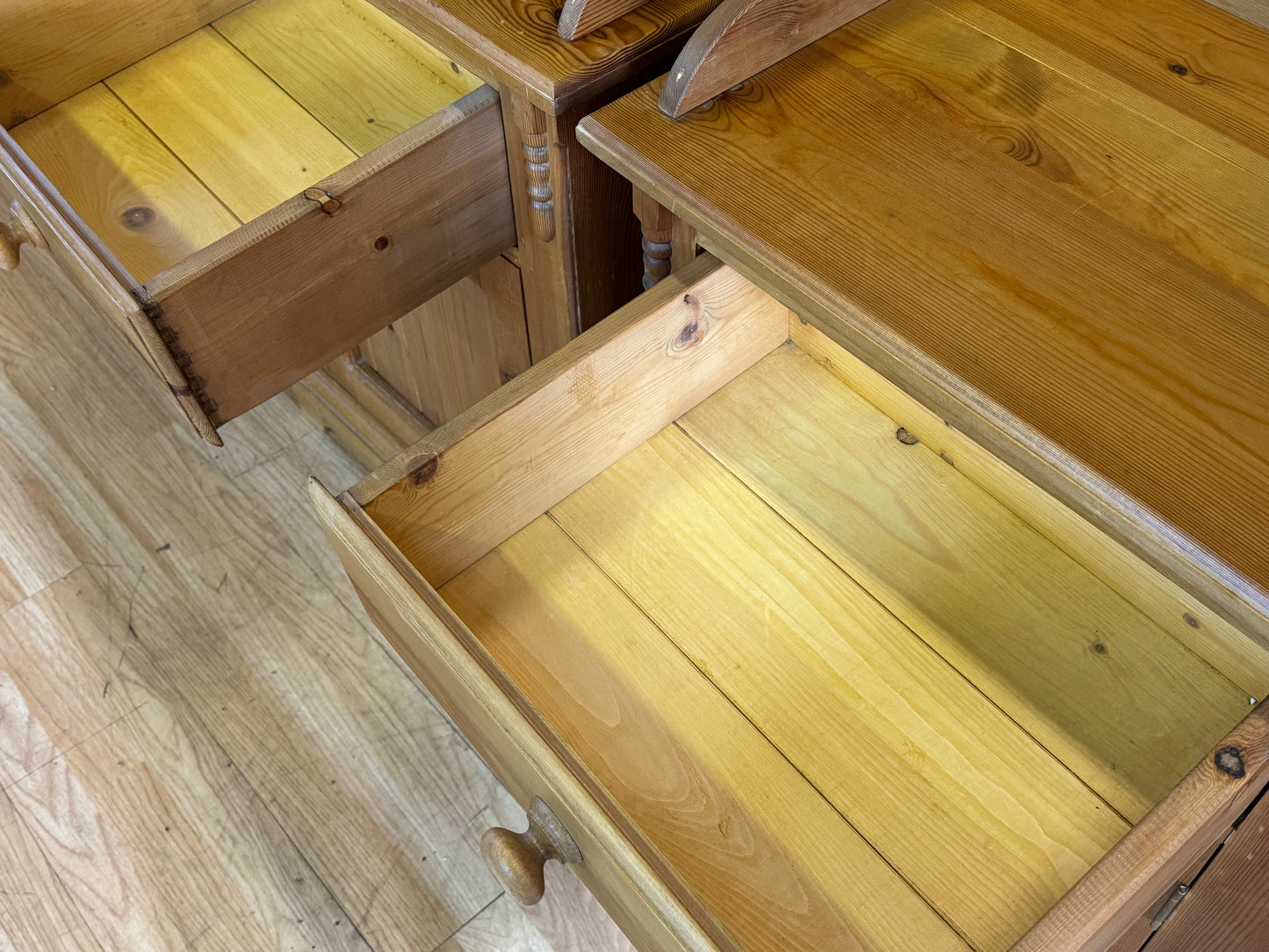 Pair Rustic Farmhouse Pine Bedside Cabinets \ Lamp Side Tables Cupboards