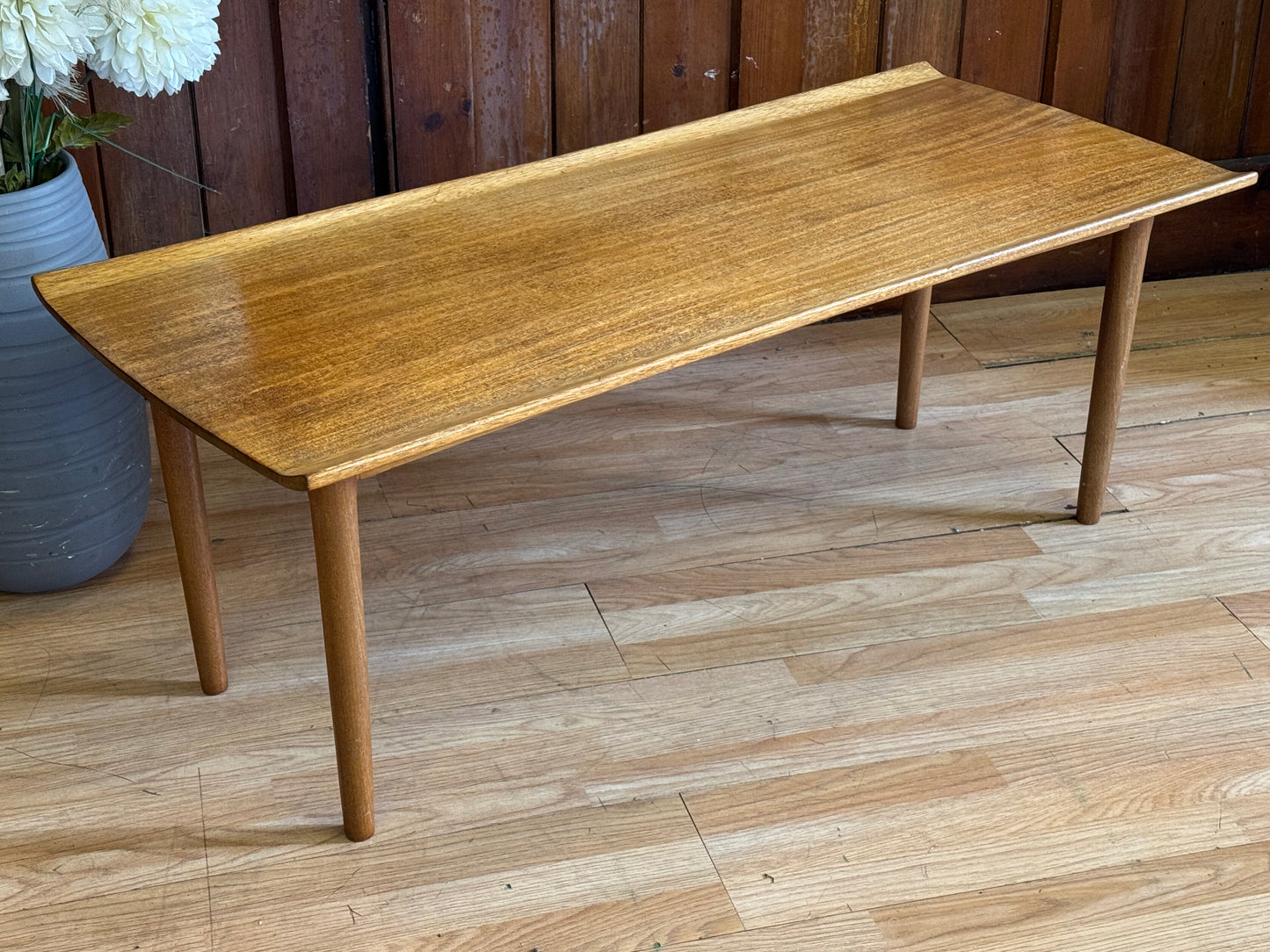 Vintage Danish Teak Lipped Coffee Table \ Mid Century Modern Lounge Table
