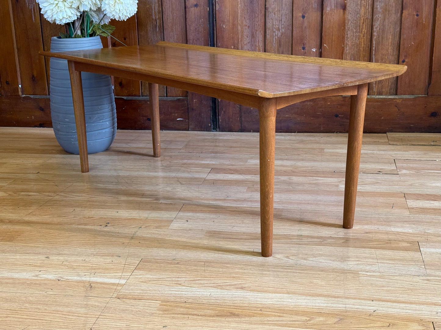 Vintage Danish Teak Lipped Coffee Table \ Mid Century Modern Lounge Table