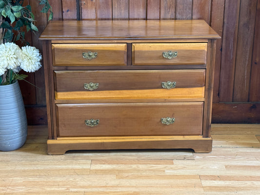 Antique Satinwood Low Chest of Drawers \ Edwardian Storage Draws