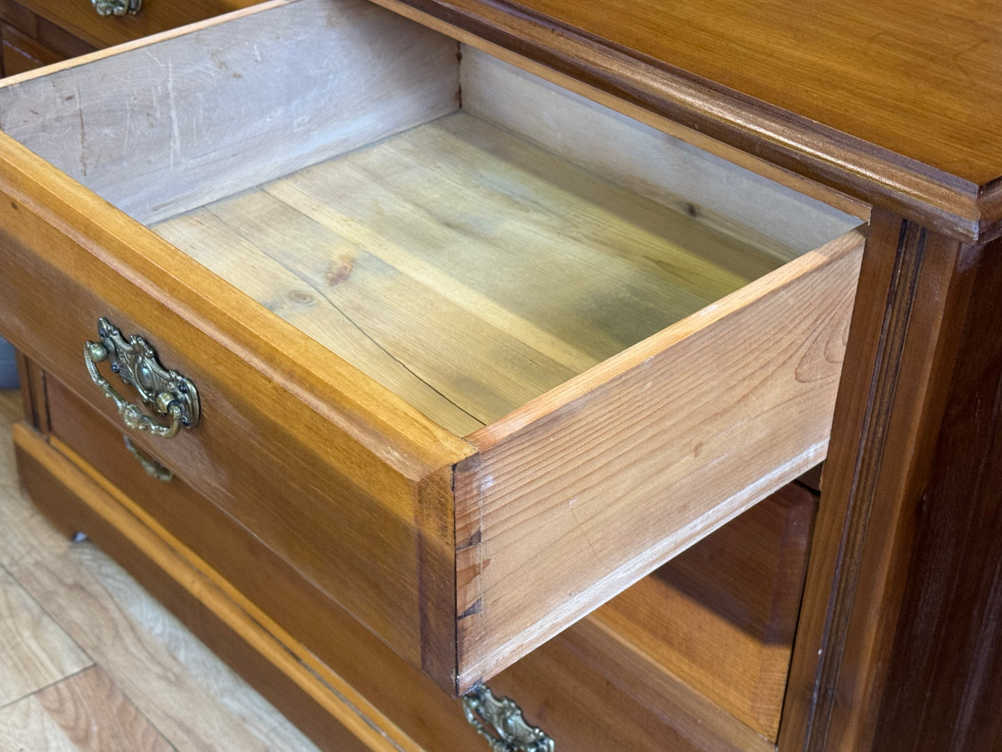 Antique Satinwood Low Chest of Drawers \ Edwardian Storage Draws