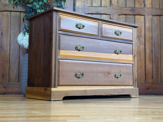 Antique Satinwood Low Chest of Drawers \ Edwardian Storage Draws