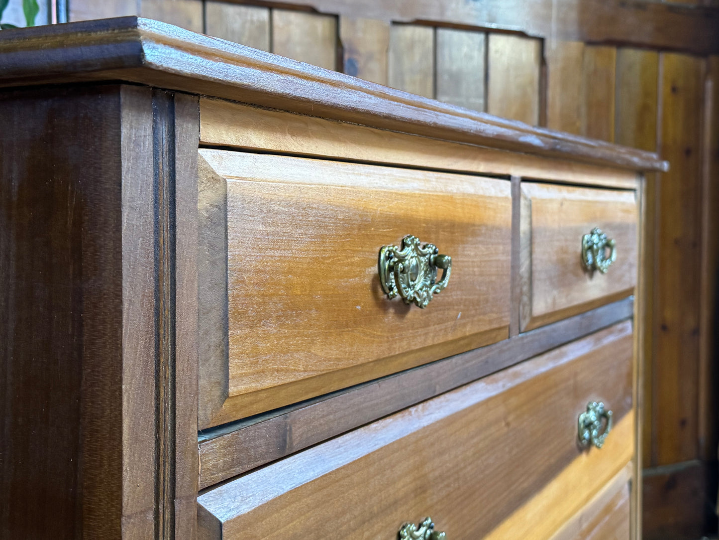 Antique Satinwood Low Chest of Drawers \ Edwardian Storage Draws