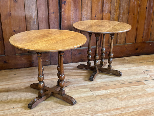 Vintage Pair Post War Oak Side Tables \ Utility Furniture Lamp End Table CC41